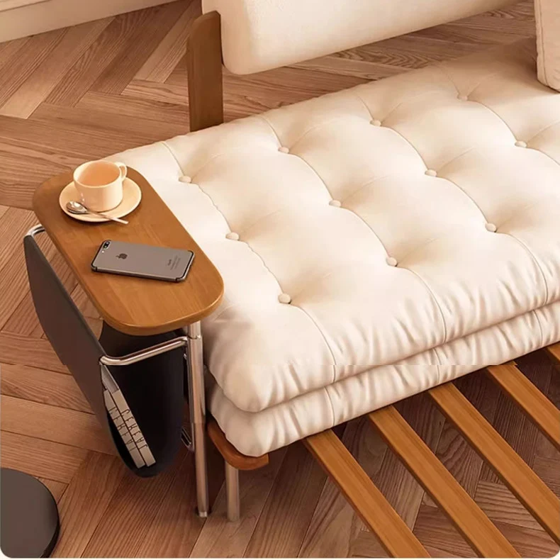 Nordisches minimalistisches Schlafsofa mit drehbarem Beistelltisch