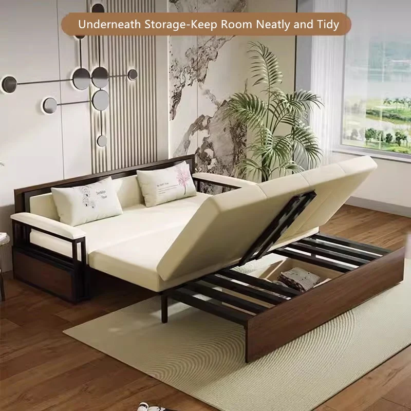 Multifunktions-Schlafsofa mit klappbarem Schreibtisch und Stauraum darunter