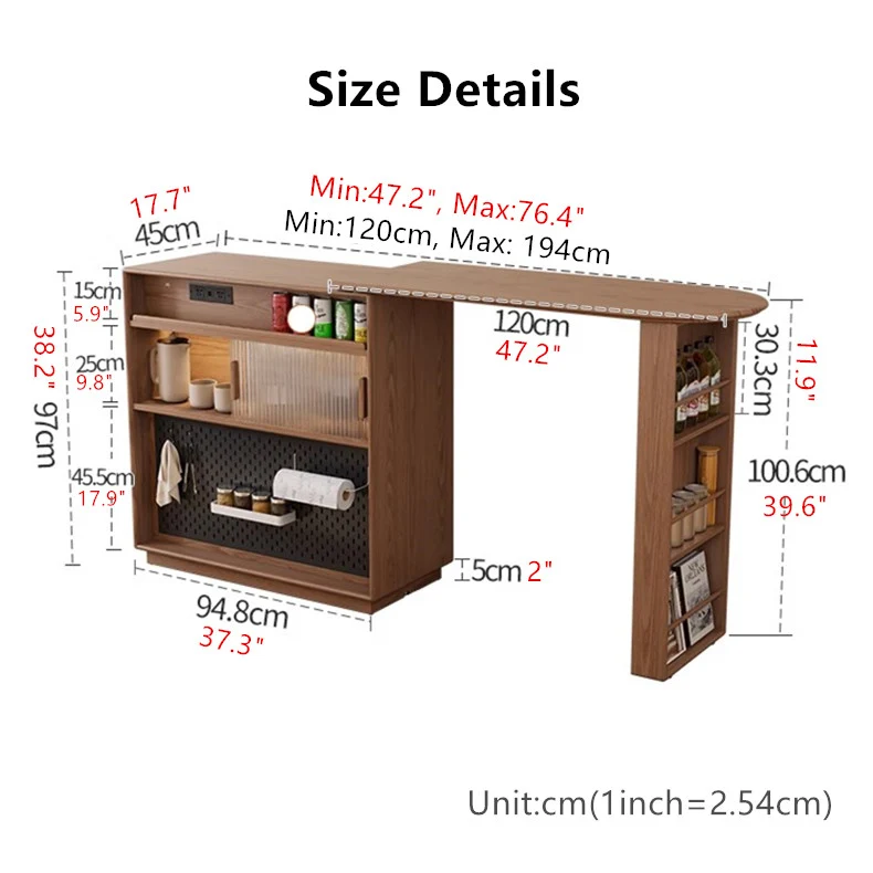 Um 360 Grad drehbarer Bartisch mit Schrank und Hockern