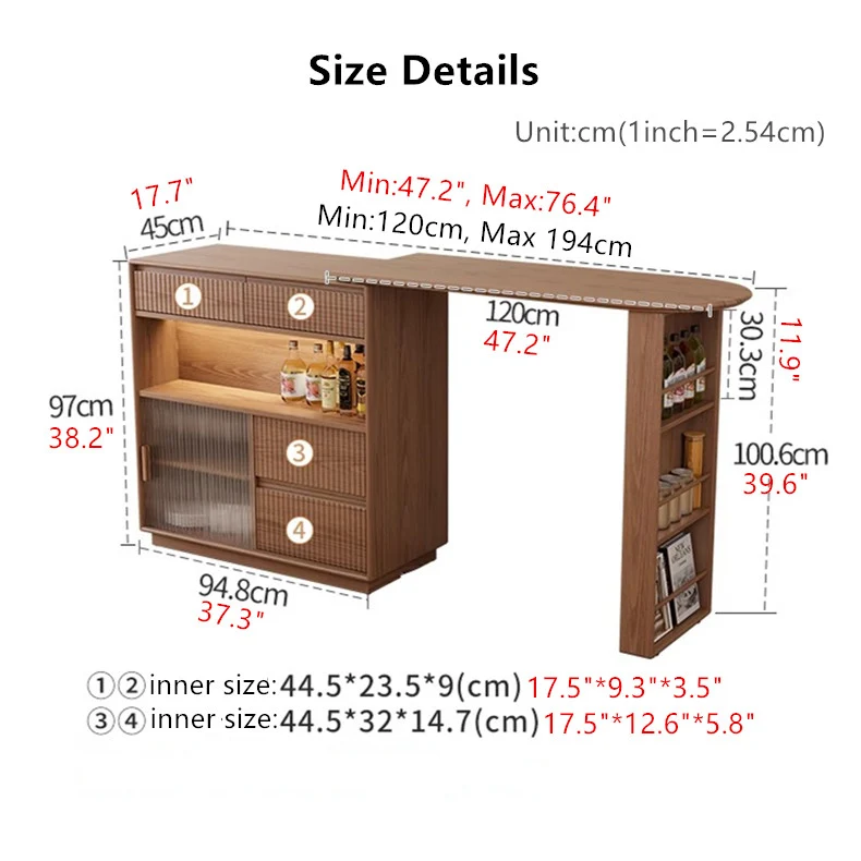 Um 360 Grad drehbarer Bartisch mit Schrank und Hockern