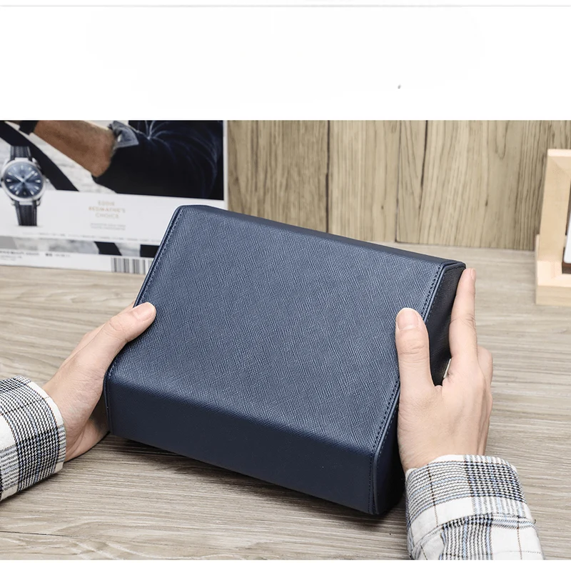 Genuine Leather Watch Roll Case – 6 Slot Travel Organizer