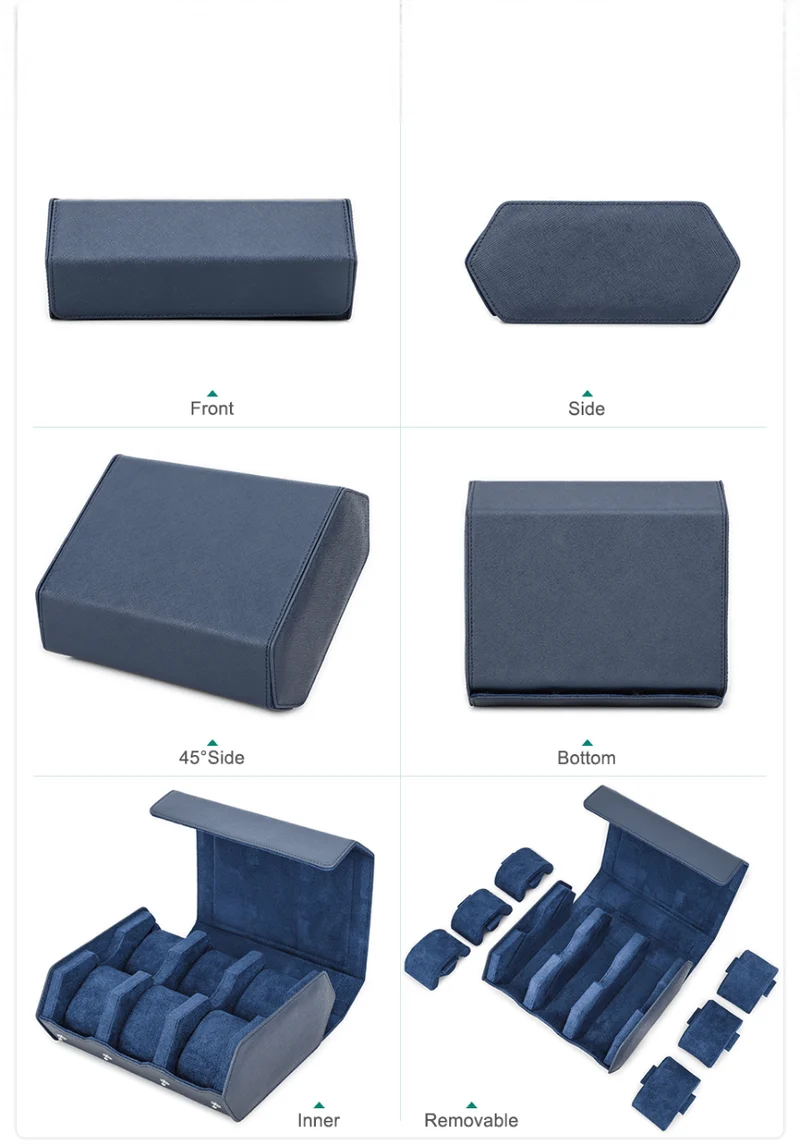 Genuine Leather Watch Roll Case – 6 Slot Travel Organizer