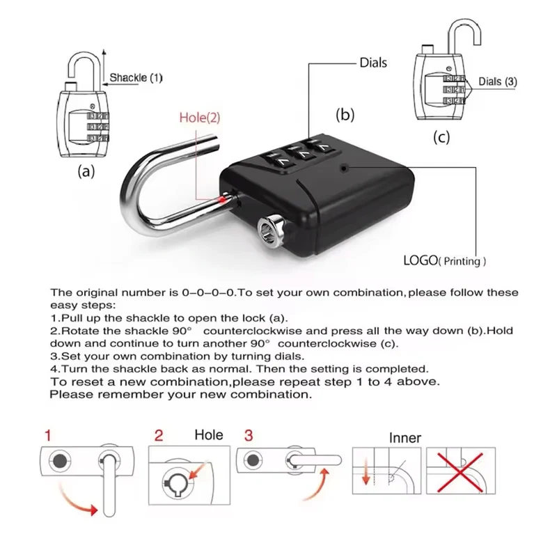 3-Digit Mini Password Padlock – Combination Lock for Student Lockers