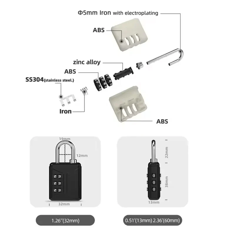 3-Digit Mini Password Padlock – Combination Lock for Student Lockers