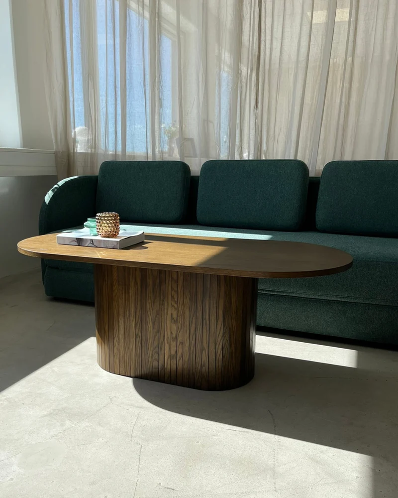 Bobby - Ovaler Couchtisch 120x55x45 cm Eiche geräuchert