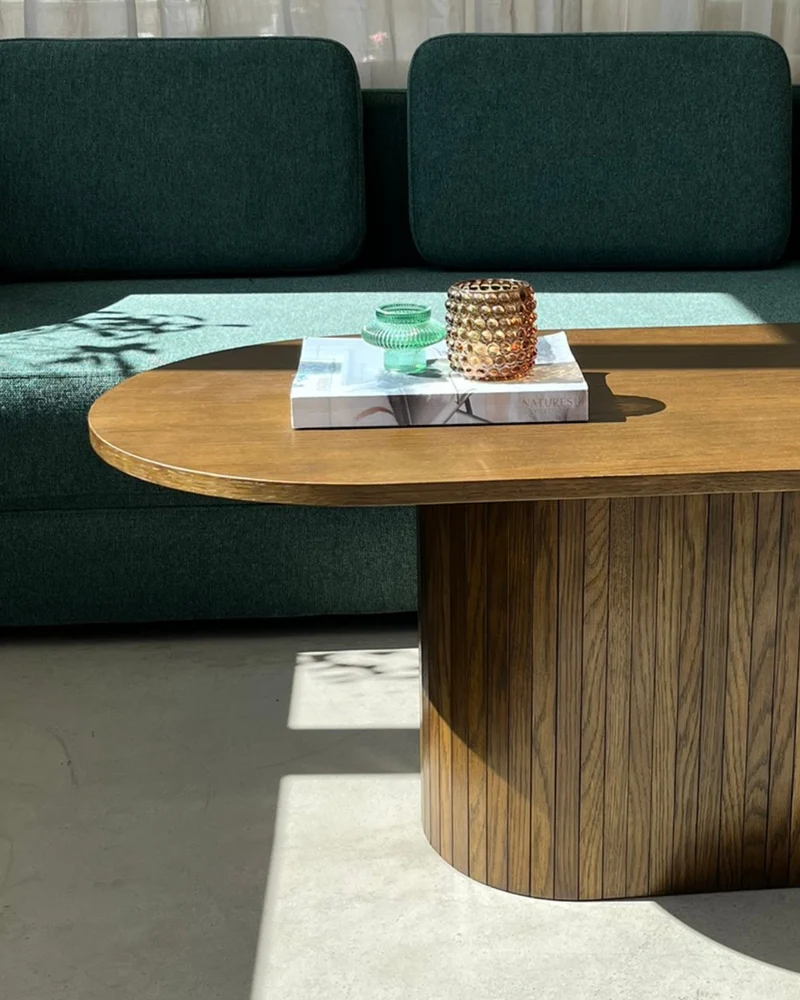 Bobby - Ovaler Couchtisch 120x55x45 cm Eiche geräuchert