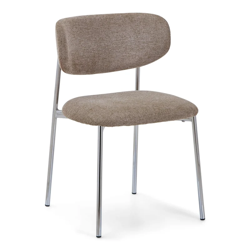 Lucinda Esstischstuhl in Chrome mit Textil in Sand