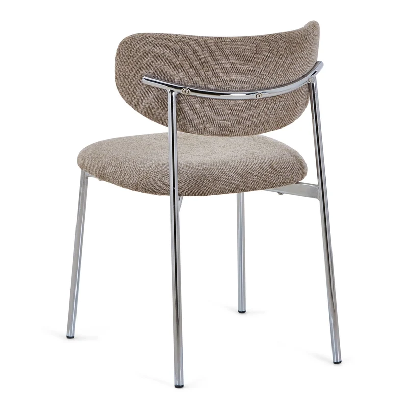 Lucinda Esstischstuhl in Chrome mit Textil in Sand