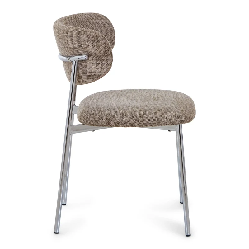 Lucinda Esstischstuhl in Chrome mit Textil in Sand