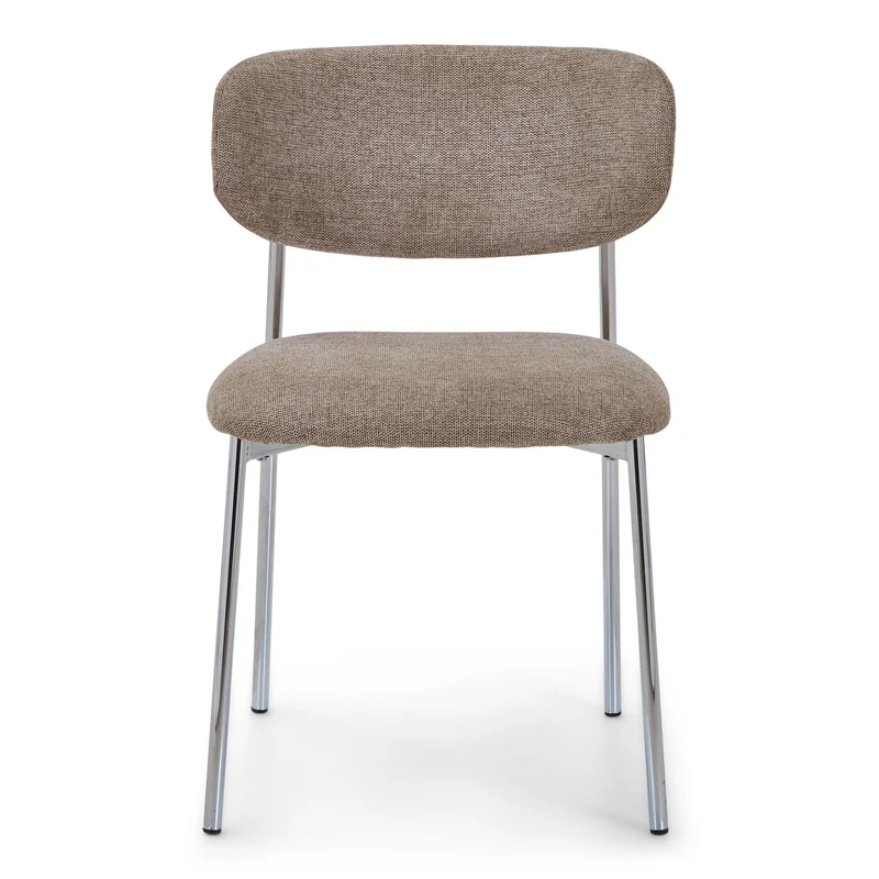 Lucinda Esstischstuhl in Chrome mit Textil in Sand