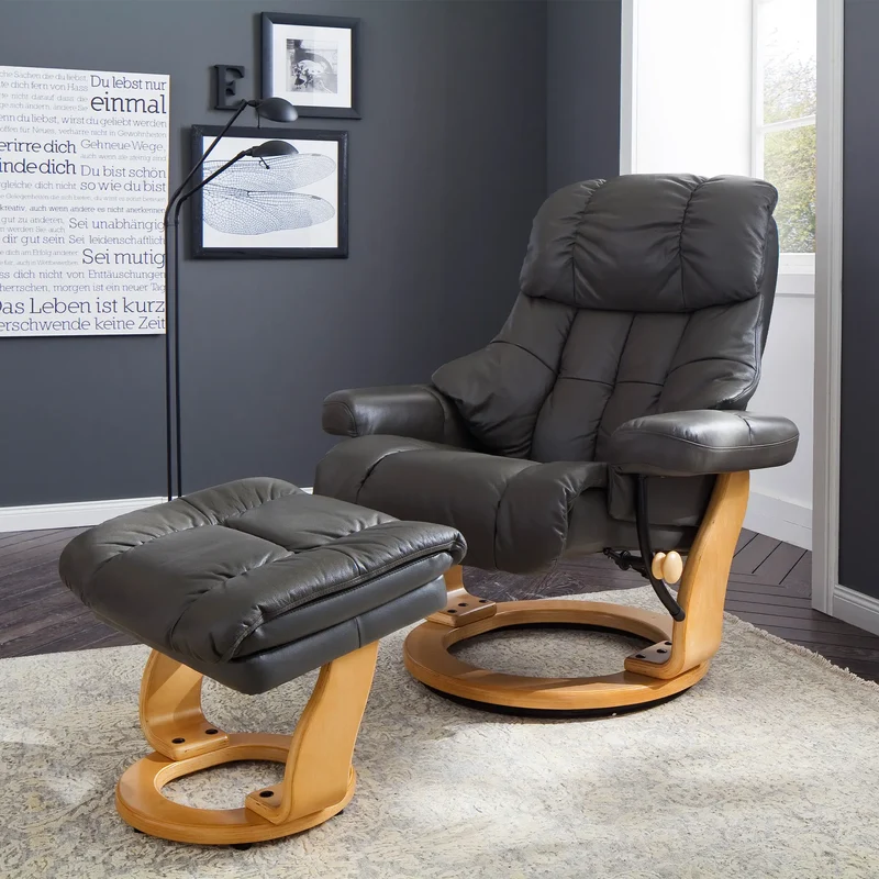 XXL Relaxsessel mit Hocker taupe – CALGARY