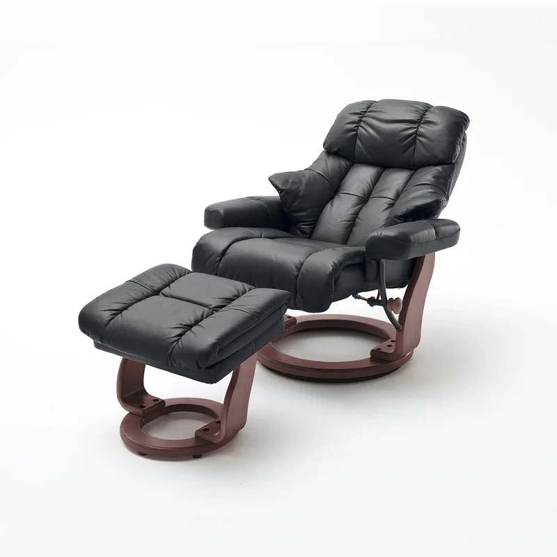 XXL Relaxsessel mit Hocker schwarz – CALGARY