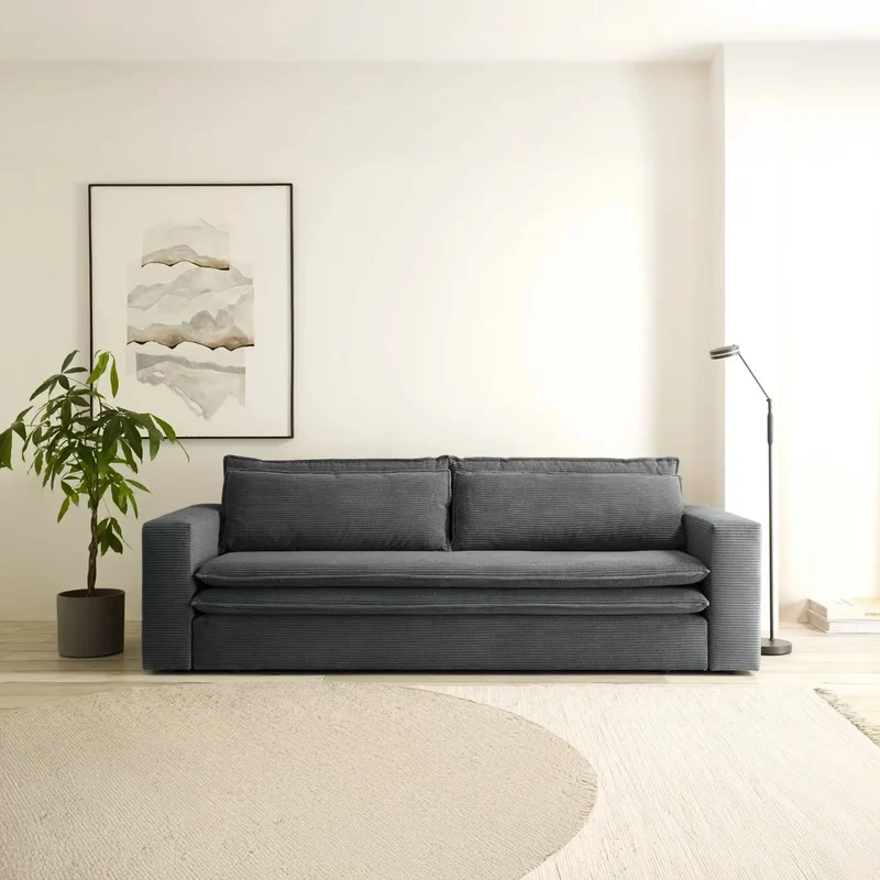 3‑Sitzer Schlafsofa Cord Anthrazit – Piagge