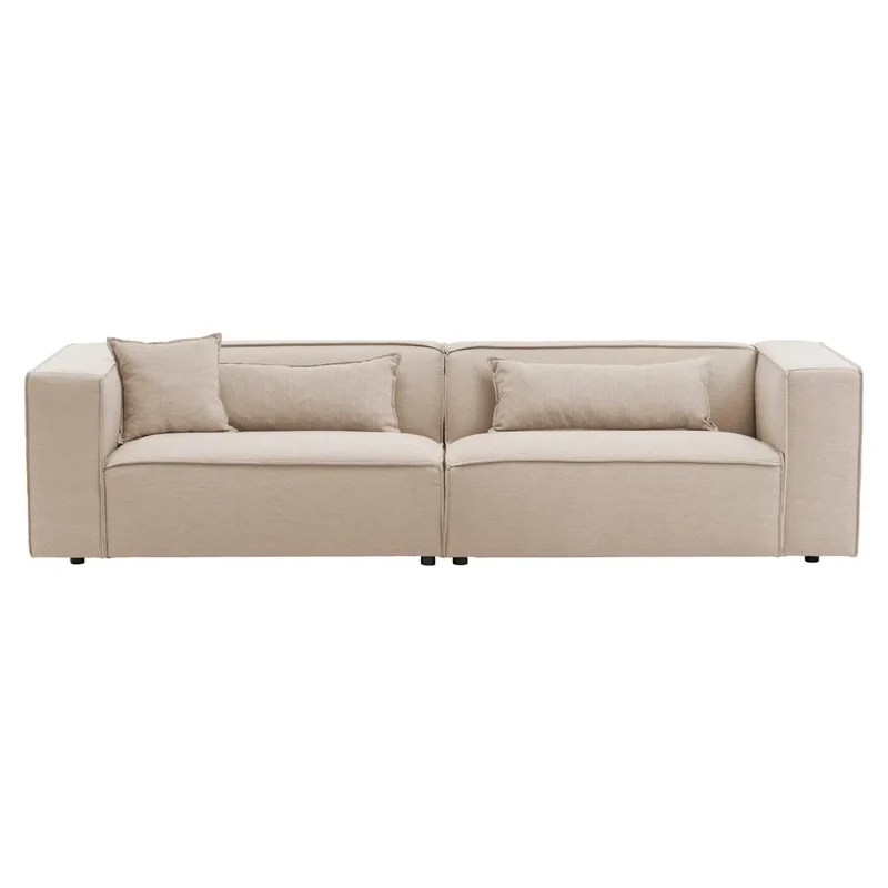 3‑Sitzer Sofa Webstoff hellbeige – PIARA