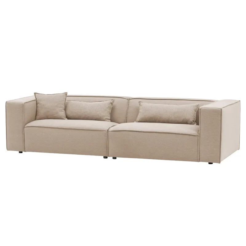 3‑Sitzer Sofa Webstoff hellbeige – PIARA