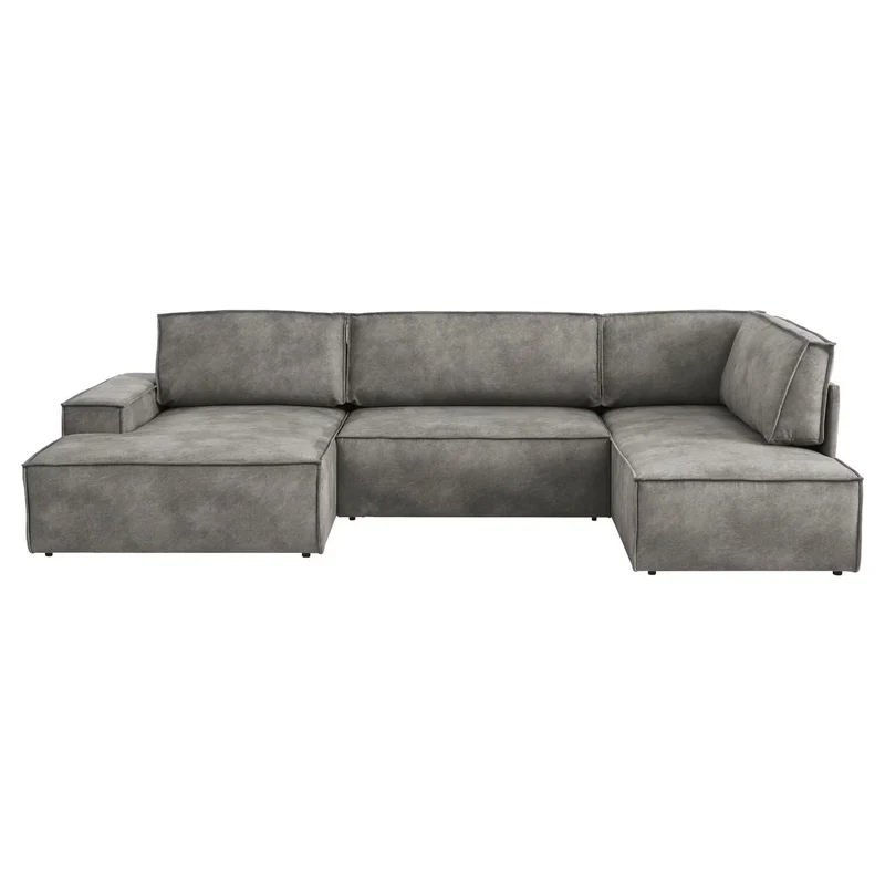 Wohnlandschaft Schlaffunktion Grau Microfaser – SHERWOOD