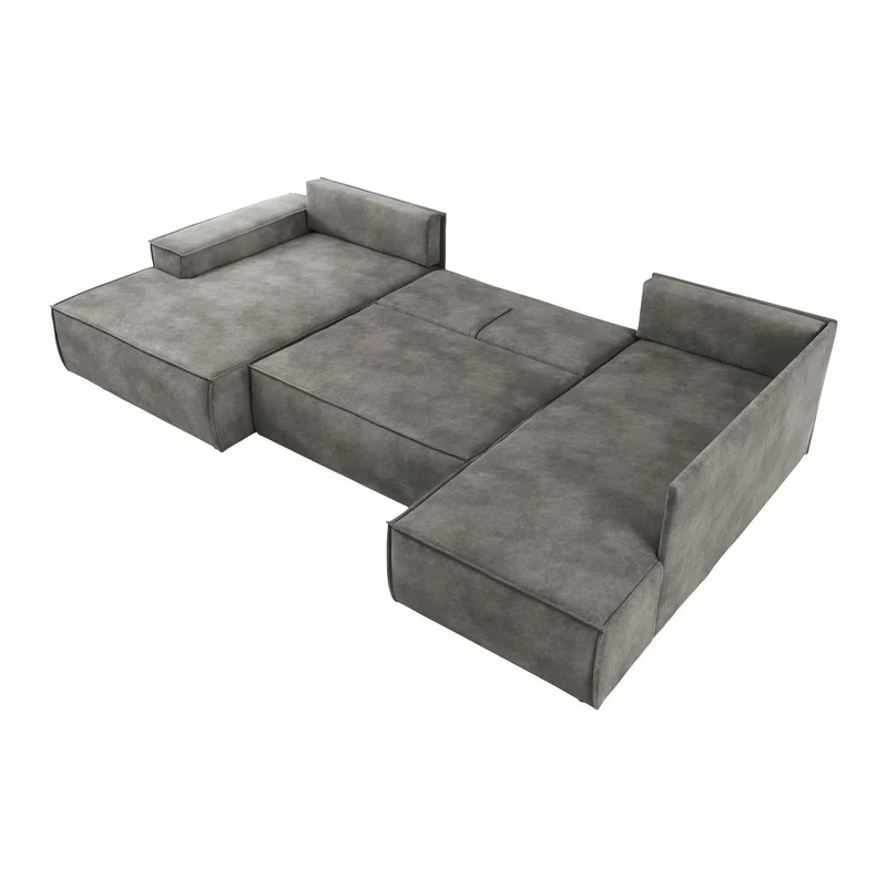 Wohnlandschaft Schlaffunktion Grau Microfaser – SHERWOOD