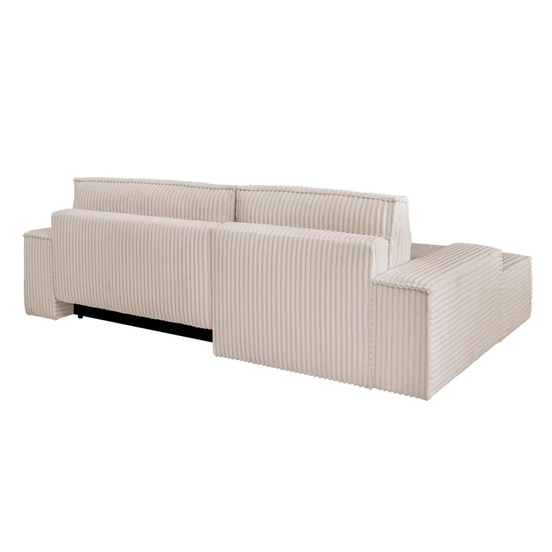 Ecksofa mit Schlaffunktion Breitcord Creme - FINNLEY