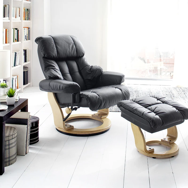 TV-Relaxsessel mit Hocker schwarz – CALGARY