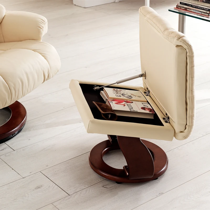 TV-Relaxsessel mit Hocker creme – CALGARY