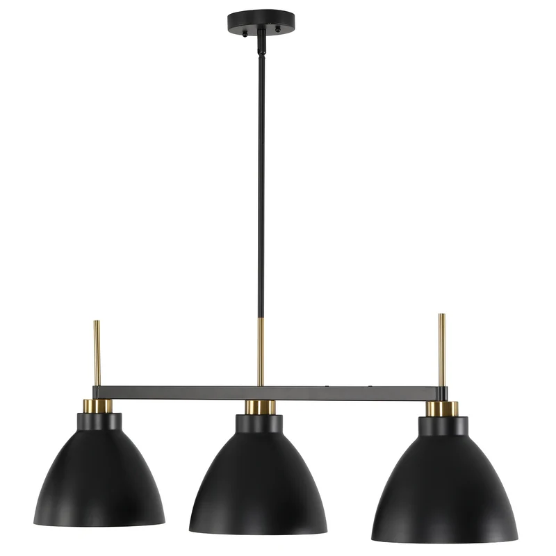 Tribesigns 3-flammige Pendelleuchte Schwarz-Gold, Höhenverstellbare Industrie-Hängeleuchte, E27 Metalllampe