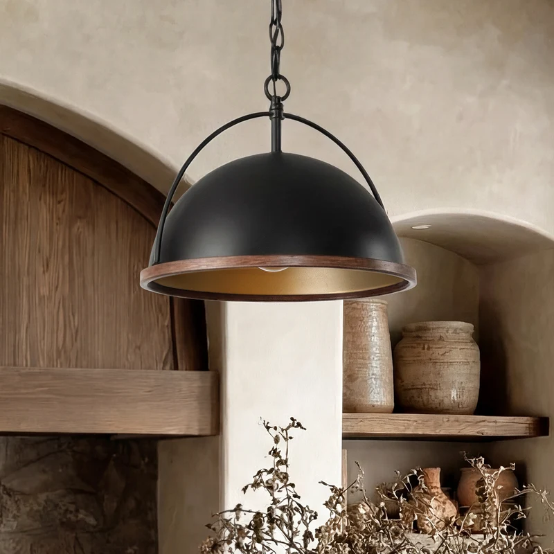 Tribesigns Industrie-Pendelleuchte Ø33 cm, Höhenverstellbare Hängeleuchte mit Metallschirm in Schwarz, E27 Deckenlampe