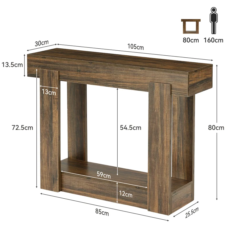 Tribesigns Konsolentisch 105 cm mit Ablage, Schmaler Flurtisch im Landhausstil für Eingangsbereich & Wohnzimmer