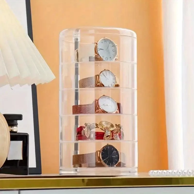 Elegant Rotating Jewelry Organizer – Transparent, Multi-Layer Storage Box