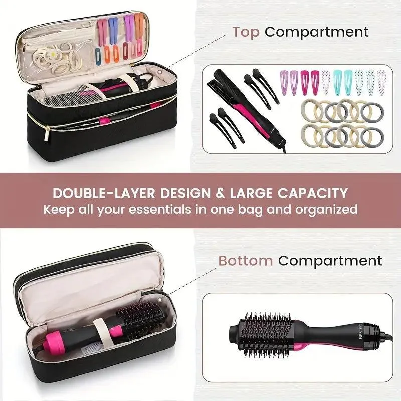 Large Capacity Double-Layer Cosmetic Organizer – Travel Makeup Bag