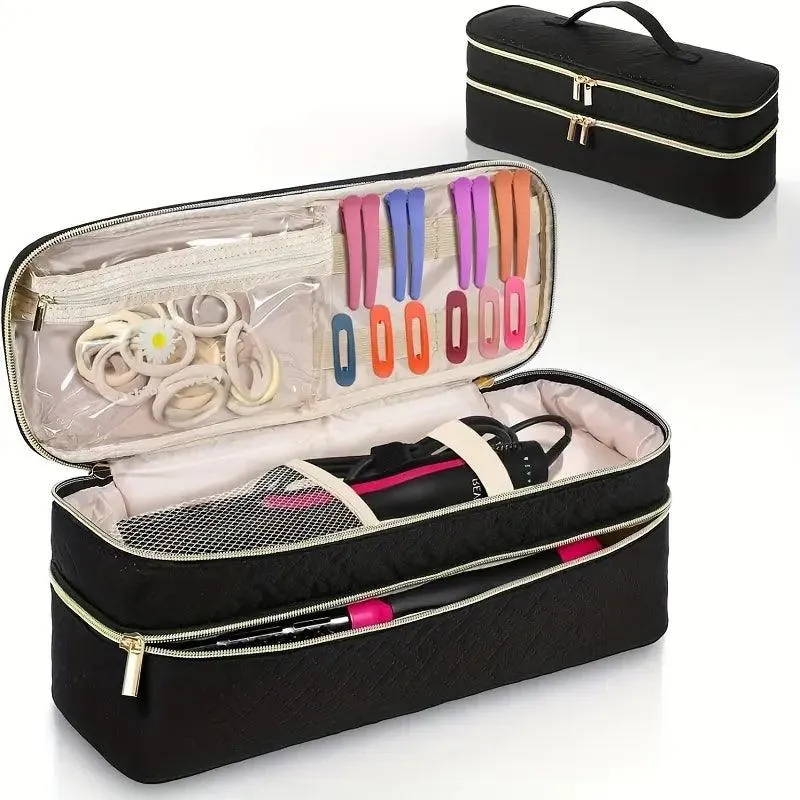 Large Capacity Double-Layer Cosmetic Organizer – Travel Makeup Bag