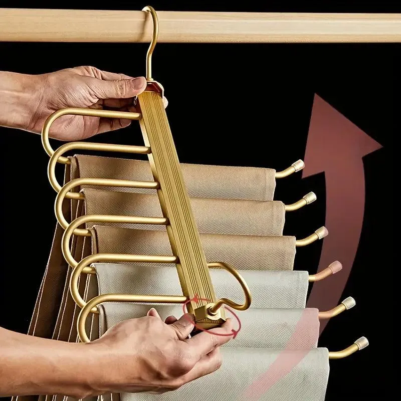 6-in-1 Rotatable Trouser Hanger – Space-Saving Pants Organizer