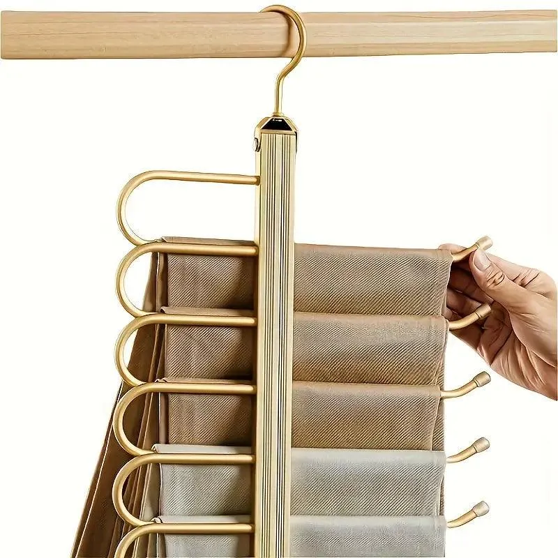 6-in-1 Rotatable Trouser Hanger – Space-Saving Pants Organizer
