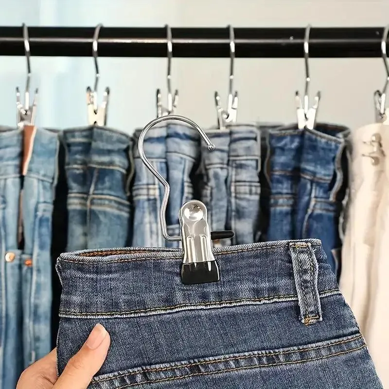 10-Pack Stainless Steel Hooks – Boot Clips for Laundry & Storage