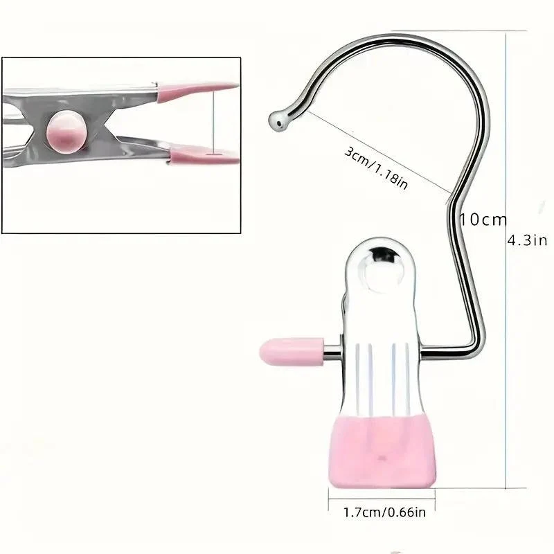 10-Pack Stainless Steel Hooks – Boot Clips for Laundry & Storage