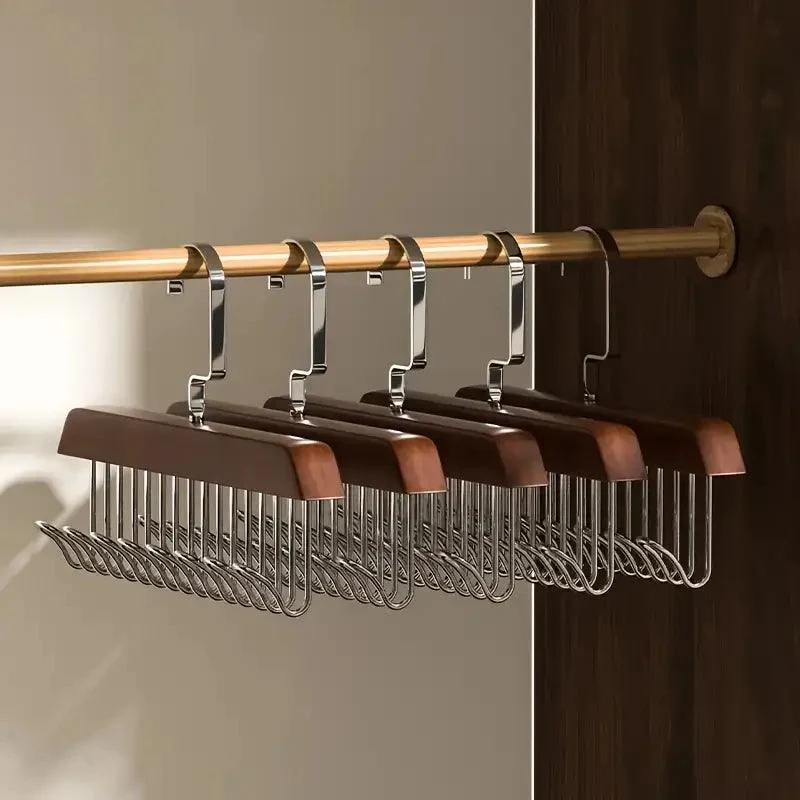 Wooden Hanger with 8 Hooks – Freestanding Organizer for Underwear