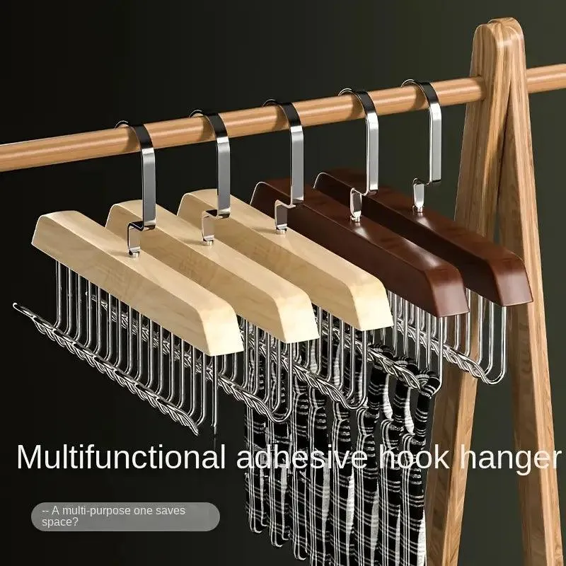 Wooden Hanger with 8 Hooks – Freestanding Organizer for Underwear