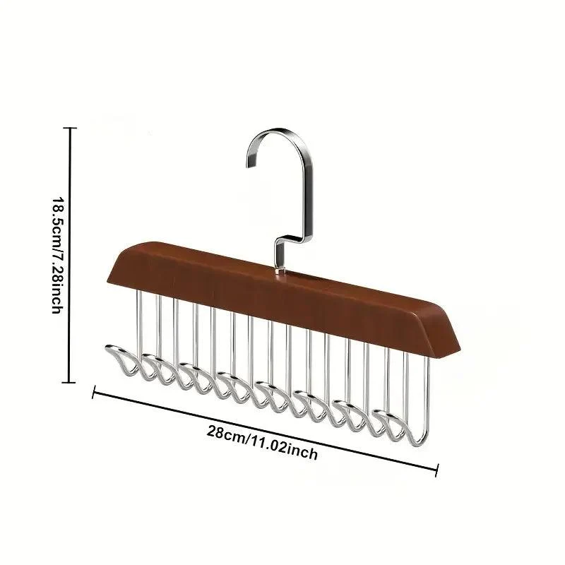 Wooden Hanger with 8 Hooks – Freestanding Organizer for Underwear