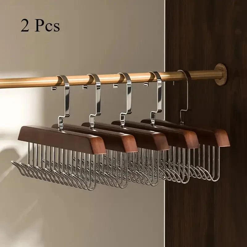Wooden Hanger with 8 Hooks – Freestanding Organizer for Underwear