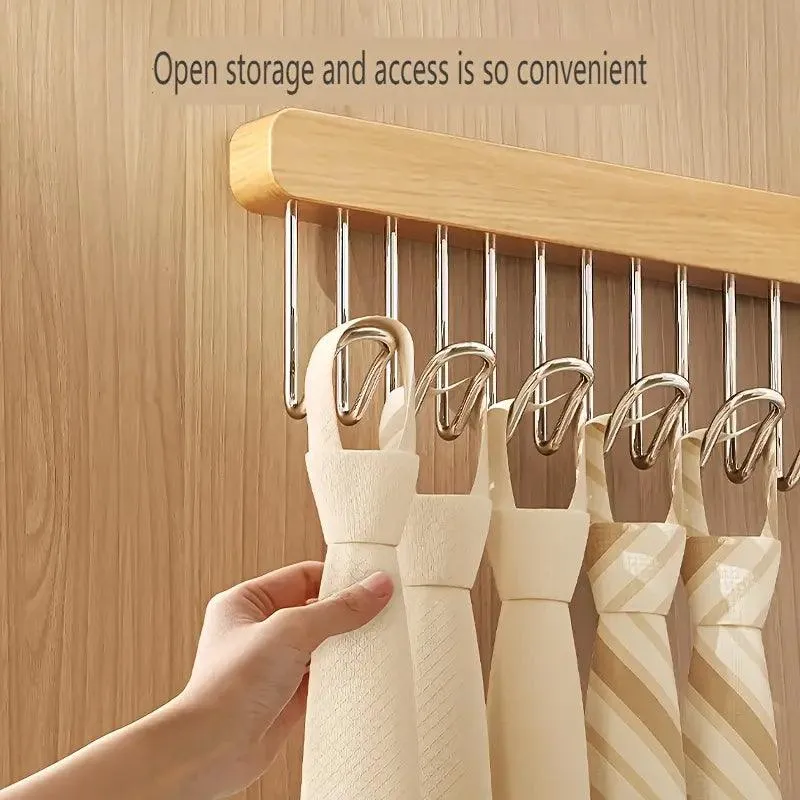 Wooden Wardrobe Hanger – Retractable Rack with 8/12 Hooks