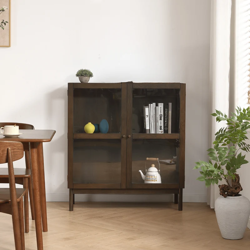 Havanna Vitrine in Räuchereiche mit 2 Türen - 110x40x100 cm