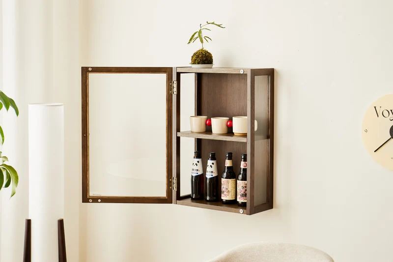 Piper wandhängender Vitrinenschrank60x40x20 cm Eiche geräuchert