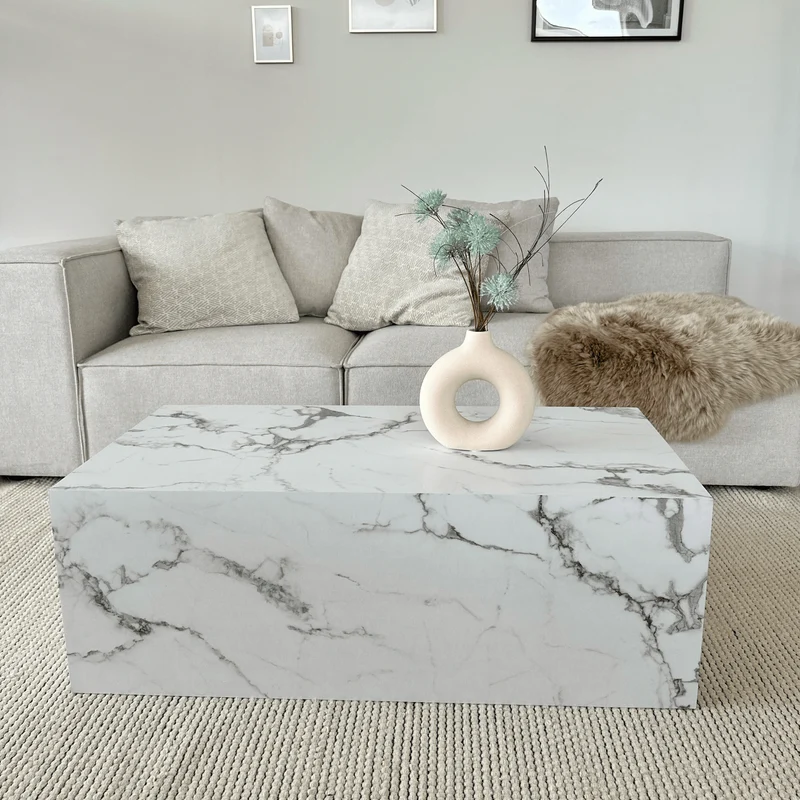 Maxine Couchtisch weiß Marmoroptik 90x50 cm