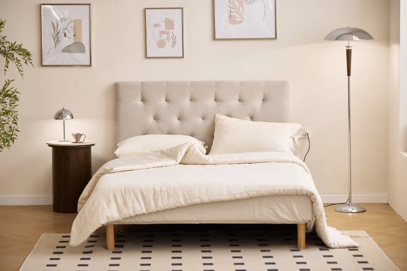 Nia Kopfteil 140x63 cm aus beigem Textil