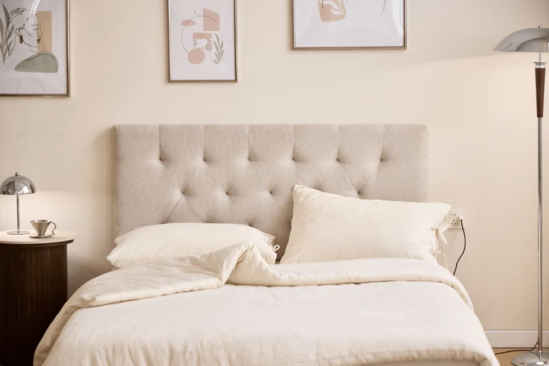 Nia Kopfteil 140x63 cm aus beigem Textil