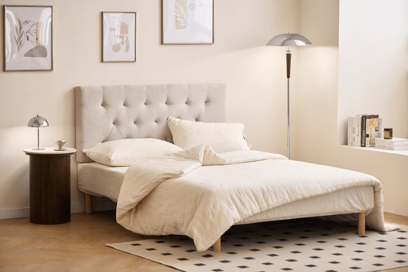 Nia Kopfteil 180x63 cm aus beigem Textil