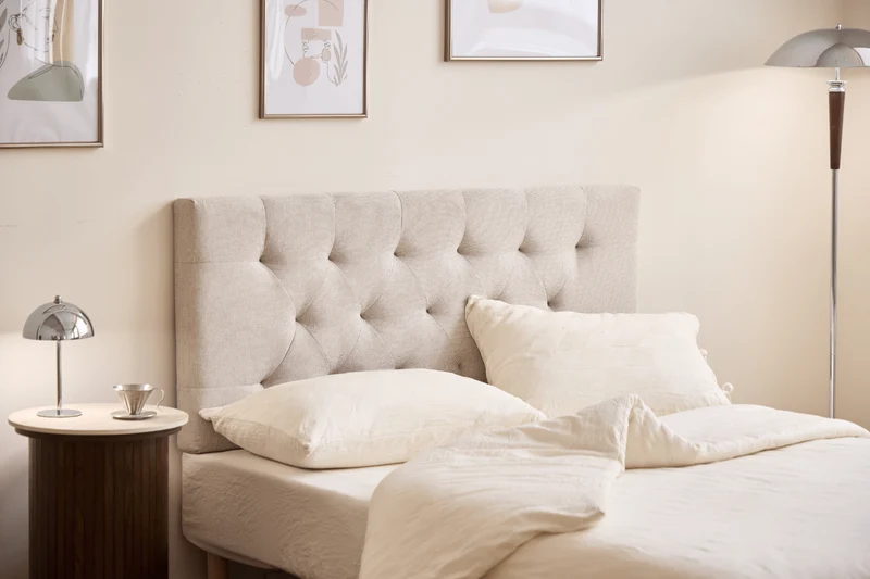 Nia Kopfteil 180x63 cm aus beigem Textil