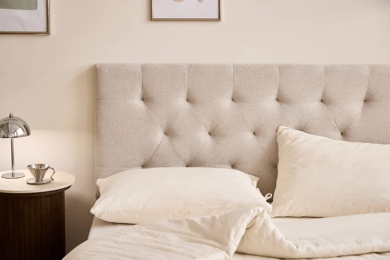 Nia Kopfteil 180x63 cm aus beigem Textil