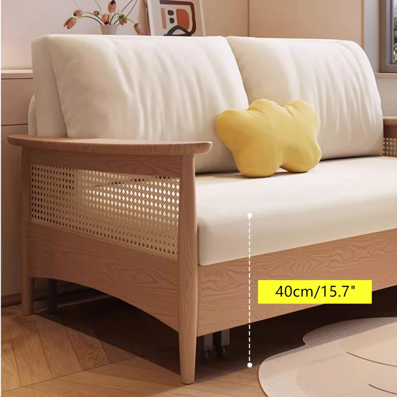Schlafsofa mit Armlehne aus Rattangeflecht