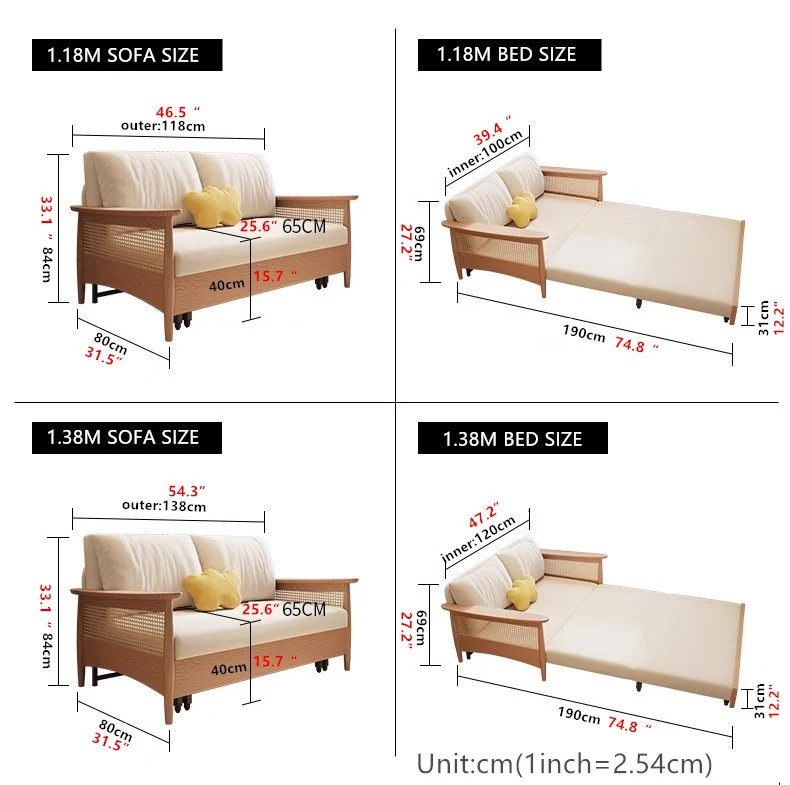 Schlafsofa mit Armlehne aus Rattangeflecht