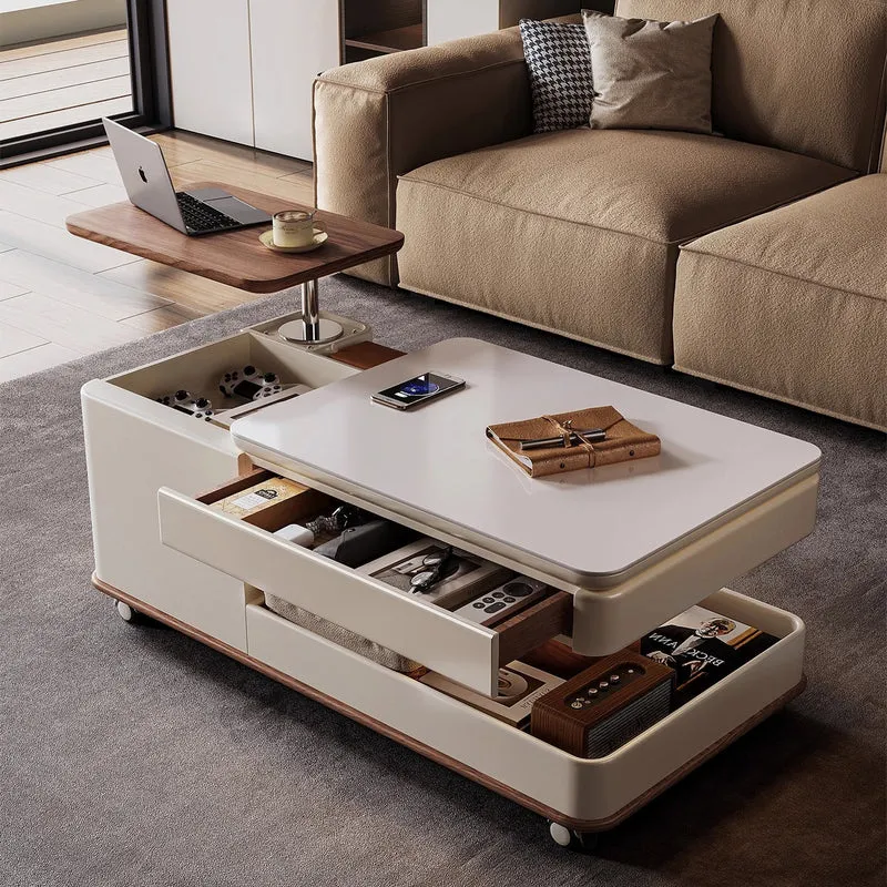 Moderner, leichter Luxus-Couchtisch mit anhebbarer und drehbarer Platte